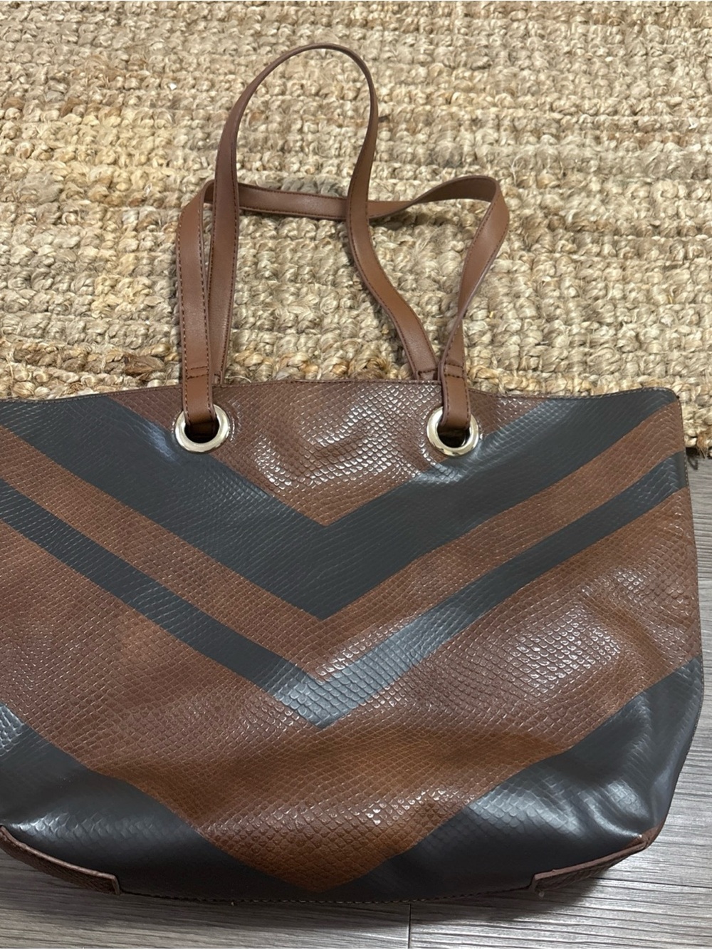 Unlisted Brown and Black Chevron Tote Bag